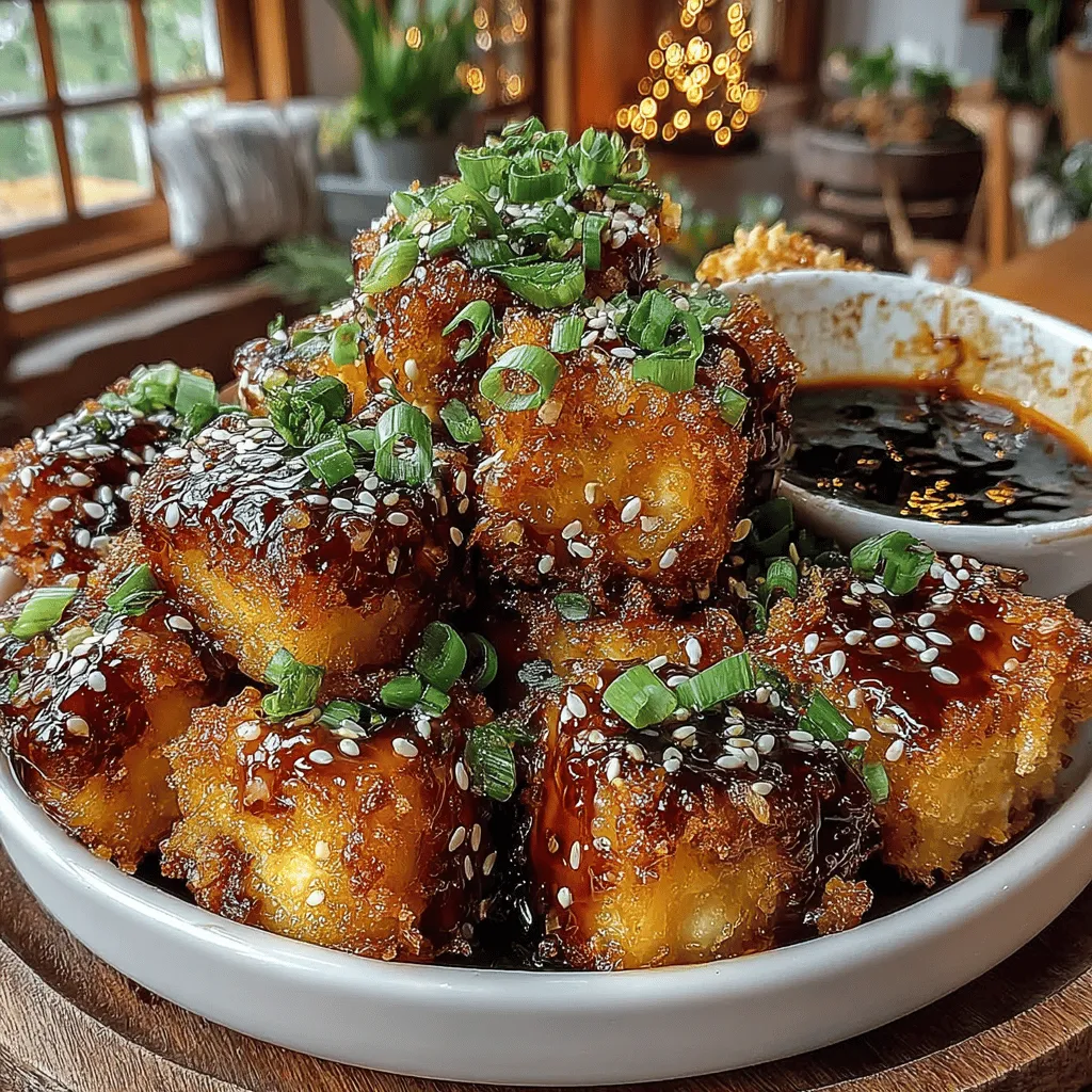Crispy Garlic Tofu with Sweet Chili is a dish that tantalizes the taste buds with its delightful combination of textures and flavors. The crispy exterior, infused with savory garlic notes, contrasts beautifully with the sweet and spicy chili sauce, creating an irresistible culinary experience. This dish is not only a feast for the palate but also an excellent option for those seeking a healthier, plant-based meal. Whether served as an appetizer or as a main course alongside rice and vegetables, crispy garlic tofu is sure to impress both vegans and non-vegans alike.