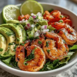 As the warm weather arrives, the desire for lighter, refreshing meals grows stronger. Enter the Chilled Shrimp & Avocado Delight Salad—a vibrant and nutritious dish that embodies the essence of summer dining. This salad is not only visually appealing with its array of bright colors but also a feast for the palate, featuring the succulent flavors of shrimp paired perfectly with the creamy texture of ripe avocado. Nestled among crisp mixed greens and adorned with fresh vegetables, this dish is a delightful choice for a variety of occasions, be it a light lunch on a sunny day, a gathering with friends, or a healthy dinner option that won’t weigh you down.