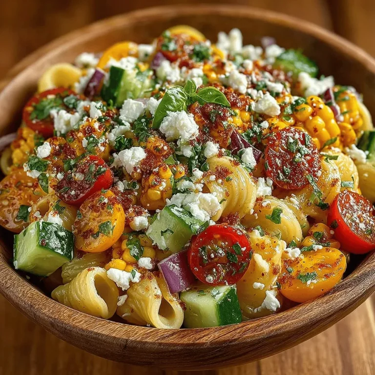 The Sweet Corn & Feta Fiesta Pasta Salad is a vibrant and refreshing dish that epitomizes the essence of summer gatherings. Whether you are organizing a backyard barbecue, attending a potluck, or simply looking for a light and satisfying lunch, this pasta salad ticks all the boxes. With its harmonious blend of fresh ingredients, lively flavors, and effortless preparation, this recipe is sure to become a go-to favorite. Not only does it tantalize the taste buds, but it also offers a nutritious balance of vegetables, grains, and proteins, making it a wholesome option for any occasion.