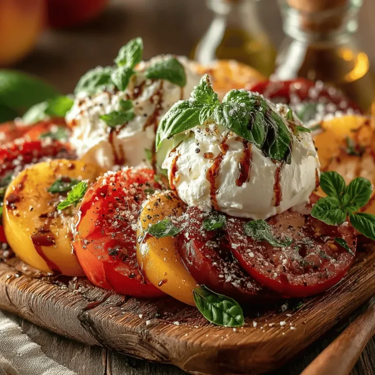 To create a stunning Tomato Peach Burrata Salad, begin by properly preparing your ingredients. Start with the tomatoes and peaches, as they are the stars of this dish.