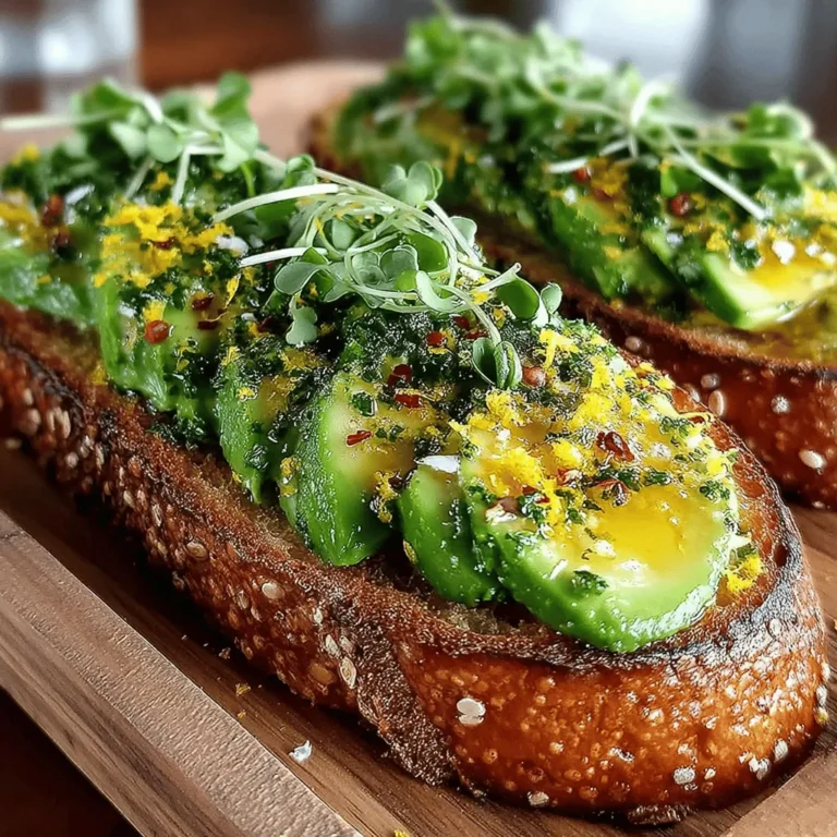 The avocado is the star of the Zesty Lemon Avocado Toast, and how you prepare it can significantly influence the dish's overall appeal. Begin by selecting ripe avocados; they should yield slightly to gentle pressure when squeezed. To prepare, cut the avocado in half, remove the pit, and scoop the flesh into a mixing bowl.