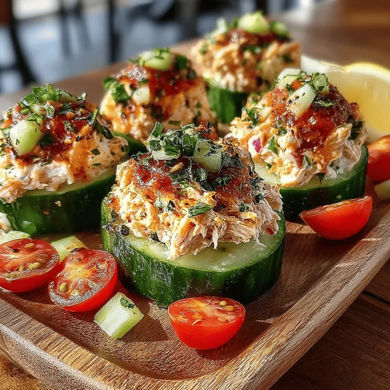 In the world of quick and nutritious meals, Creamy Tuna Salad Stuffed Cucumbers stand out as a delightful option that caters to a variety of palates and occasions. Whether you are searching for a light lunch, an appealing appetizer for a gathering, or a healthy snack option, this dish checks all the boxes. What makes this recipe particularly appealing is its simplicity and the speed with which it can be prepared, making it a go-to choice for those busy days when time is of the essence yet health cannot be compromised.