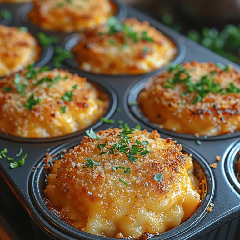 To create perfectly shaped Golden Baked Mac and Cheese Bites, filling the muffin tins with the right technique is crucial. Start by greasing your muffin tin generously with cooking spray or butter to ensure easy removal. Using a standard-sized muffin tin will yield the best results, allowing for a consistent cooking time and texture.