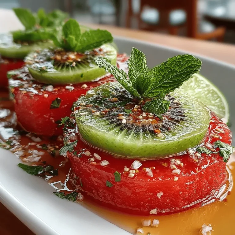 While the natural sweetness of watermelon and kiwi is often enough to satisfy your sweet tooth, an optional drizzle of honey can elevate this dish to new heights. Honey not only enhances the overall flavor profile but also adds a touch of richness that complements the fruits beautifully. When selecting honey, consider using raw or local varieties for an authentic taste that aligns with health-conscious choices. Just remember to adjust the amount based on your sweetness preference; a tablespoon or two should do the trick.