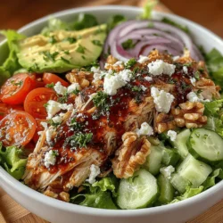 The Zesty Lemon & Turkey Salad Bowl is a vibrant and nutritious dish that seamlessly blends the lean protein of turkey with an array of colorful vegetables, all brought together by a zesty lemon dressing. In a world focused on quick meals that don’t compromise on health, this salad stands out as an ideal option for summer picnics, quick lunches, or light dinners. It caters perfectly to health-conscious individuals who crave flavorful meals without sacrificing nutrition. The combination of fresh ingredients not only delivers a delightful taste but also offers a wealth of vitamins and minerals, making it a wholesome choice for any occasion.
