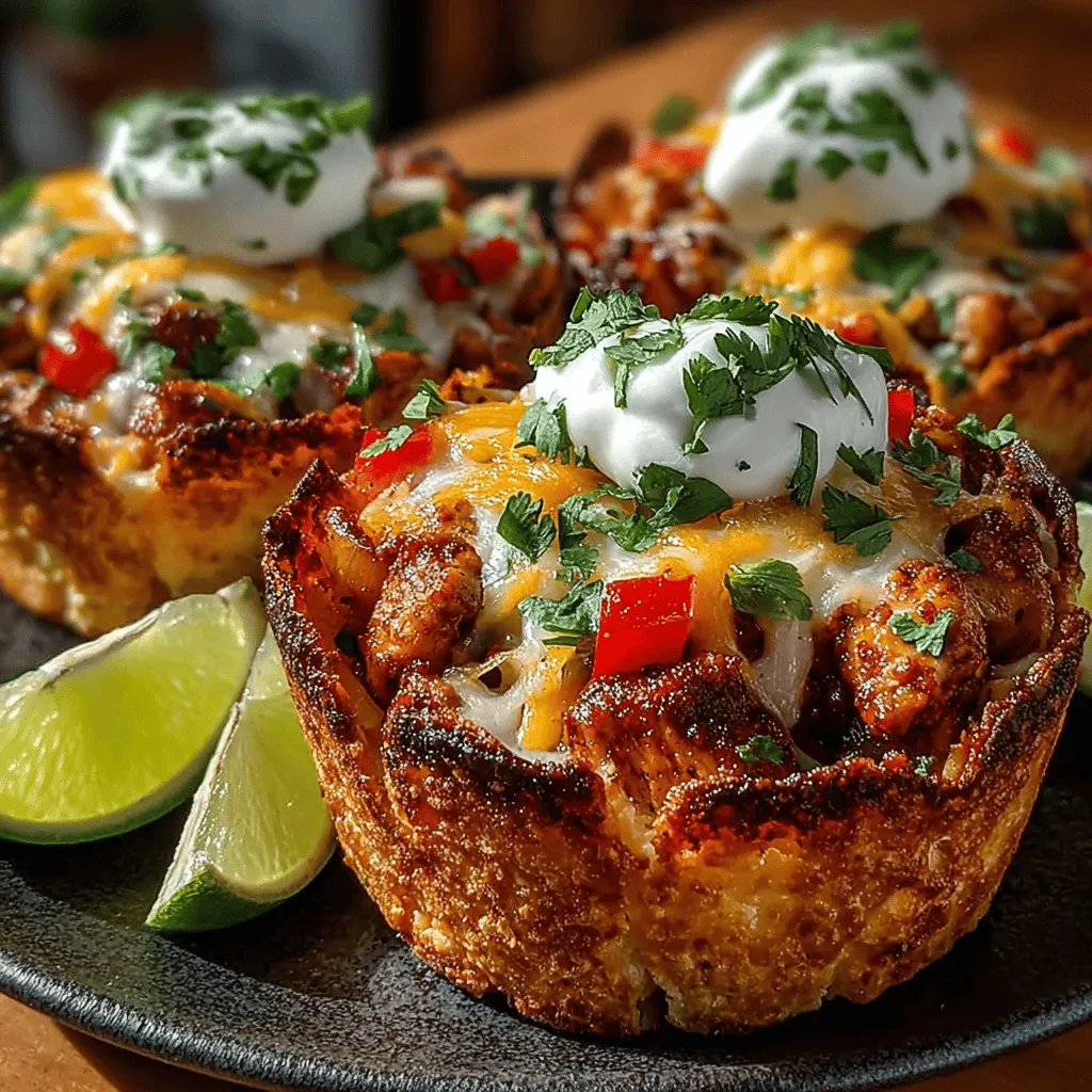 Mini Chicken Fajita Bowl Cups offer a delightful fusion of bold flavors and convenience, making them a fantastic option for various occasions, including family dinners, parties, or even meal prep for the week ahead. These bite-sized bowls encapsulate the vibrant essence of traditional chicken fajitas, presenting them in a fun, easy-to-eat format. Filled with savory, seasoned chicken and colorful vegetables, all nestled within crispy tortilla cups, this recipe is designed to impress and satisfy any crowd.