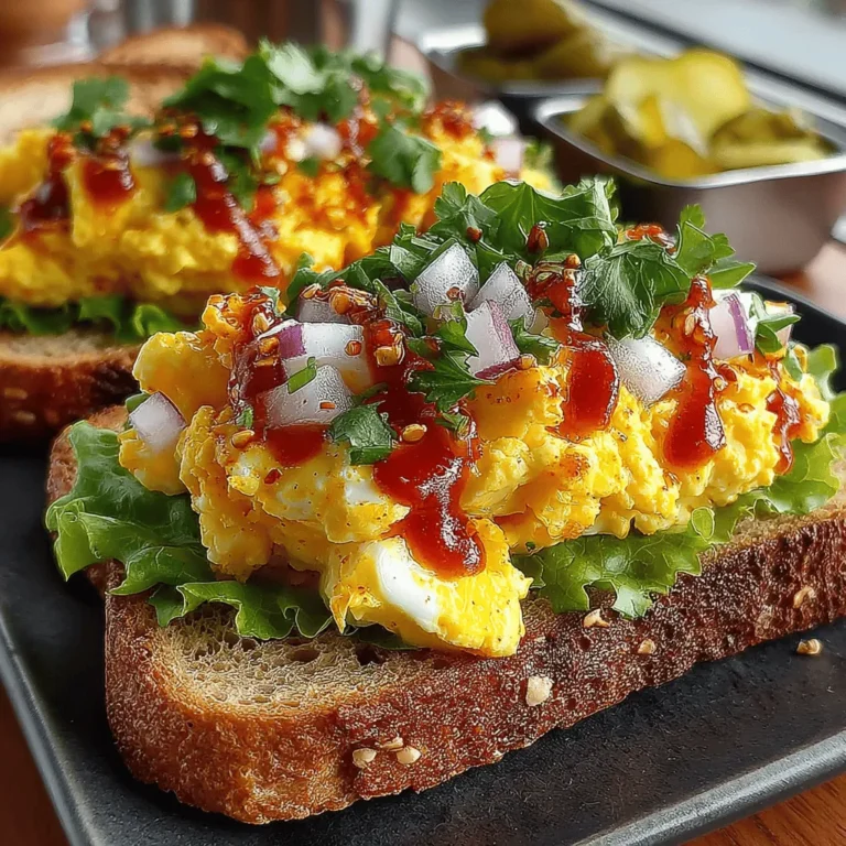 To create the perfect Spicy Chili Egg Salad, it’s essential to properly chop and fold in the vegetables. Start by finely dicing the red onion, celery, and bell pepper. The key is to ensure that these vegetables are small enough to blend seamlessly into the egg mixture, providing texture without overpowering the dish. The crunch from these veggies adds a refreshing contrast to the creamy egg salad while the red onion contributes a mild sweetness that balances the heat.
