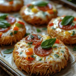 In the world of creative cooking, few recipes can match the delightful combination of flavors and textures found in Mini Spaghetti Pizza Discs. This innovative dish takes the comfort of classic pizza and merges it with the playful nature of spaghetti, making it a perfect choice for parties, family gatherings, or simply a fun weeknight meal. Imagine a crunchy, golden exterior that gives way to a savory filling of spaghetti, cheese, and your favorite pizza toppings. These bite-sized treats are not just delicious; they also offer an inventive way to use up leftover spaghetti, turning a simple carbohydrate into a culinary masterpiece that will impress both kids and adults alike.