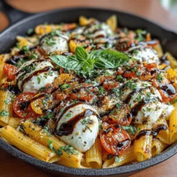 In the world of quick and delicious meals, the Caprese Bliss Pasta Skillet stands out as a vibrant and flavorful dish that brings the classic Caprese salad to a whole new level. This one-pan recipe seamlessly combines the heartiness of penne pasta with the freshness of tomatoes, mozzarella, and basil, creating an easy yet impressive meal perfect for busy weeknights or special occasions. With just a handful of ingredients and minimal prep time, this dish is not only simple to prepare but also packed with flavor that will tantalize your taste buds. Let’s dive into the details of preparing this culinary delight.
