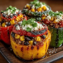 Sweet & Spicy Peach Stuffed Peppers
