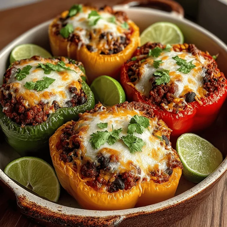 Fiesta Chicken Taco Stuffed Bell Peppers are more than just a meal; they are a celebration of flavors that encapsulate the vibrant essence of Mexican cuisine. This delightful dish perfectly marries the colorful presentation of bell peppers with a hearty and nutritious filling, making it an excellent option for family dinners or gatherings with friends. Each bite offers a satisfying blend of seasoned ground chicken, beans, corn, and cheese, all enveloped in the natural sweetness of bell peppers.