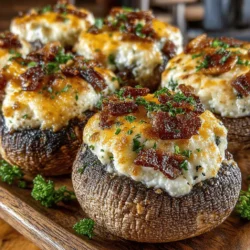 Savory Bacon & Cheddar Stuffed Mushrooms are a crowd-pleasing appetizer that elevates any gathering. Whether you're hosting a lively game night, a festive holiday party, or a cozy family dinner, these stuffed mushrooms offer a delightful combination of flavors and textures that make them irresistible. Their rich, savory filling is complemented by the earthy taste of mushrooms, creating a bite-sized treat that is both satisfying and sophisticated.