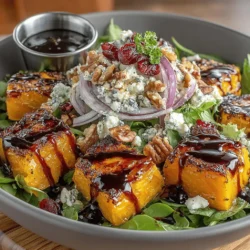 The primary star of this salad, butternut squash, is a staple of fall cooking. Its sweet, nutty flavor pairs beautifully with other seasonal ingredients, including leafy greens, nuts, and dried fruits. The use of maple syrup adds a natural sweetness that enhances the flavors of the roasted vegetables while providing an array of health benefits. This dish is not just about taste; it’s a celebration of seasonal eating, which is known to be both environmentally friendly and beneficial for personal health. Seasonal ingredients are often more nutritious and flavorful, offering a connection to the local landscape and the changing seasons.