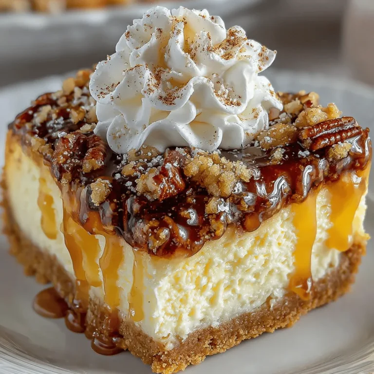 The Pumpkin Pecan Pie Cheesecake Delight is a show-stopping dessert that perfectly captures the essence of fall. Combining the rich creaminess of cheesecake with the warm, comforting flavors of pumpkin pie, and crowned with a crunchy pecan pie topping, this dessert is a delightful homage to the season. Whether you're hosting a Thanksgiving feast or simply indulging in a sweet treat during the cooler months, this recipe is both a feast for the eyes and a treat for the palate.