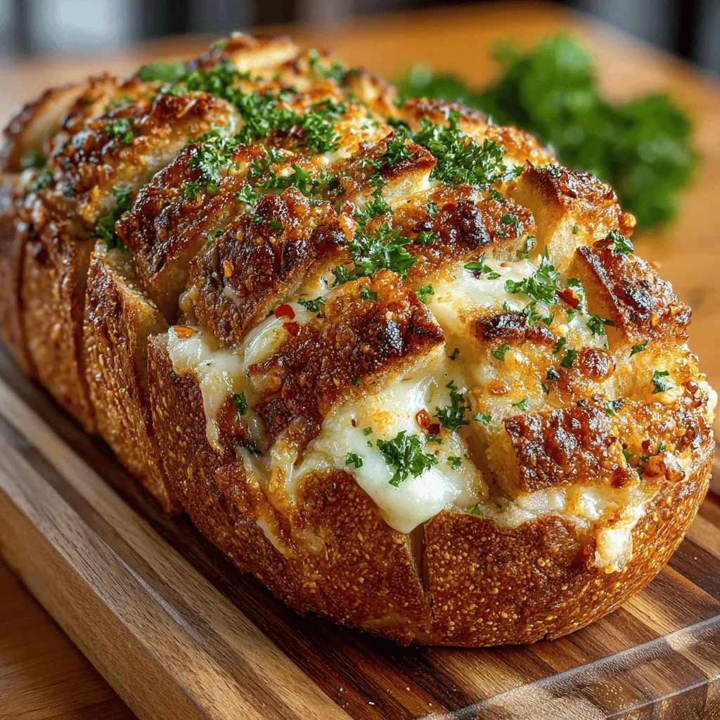 Cheesy Pull-Apart Garlic Bread is a delicious, indulgent dish that combines the rich flavors of garlic and cheese with the satisfying texture of freshly baked bread. This recipe is more than just a side dish; it’s a centerpiece for gatherings, a comforting treat for family meals, and a delightful addition to any culinary spread. Imagine a loaf of bread, warm from the oven, bursting with gooey cheese and infused with aromatic garlic butter, ready to be pulled apart and savored. Whether enjoyed as an appetizer or a side to a hearty meal, this cheesy delight never fails to impress.