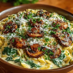 Creamy Spinach and Mushroom Orzo Delight