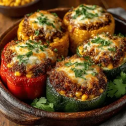 Colorful Turkey & Veggie Stuffed Peppers
